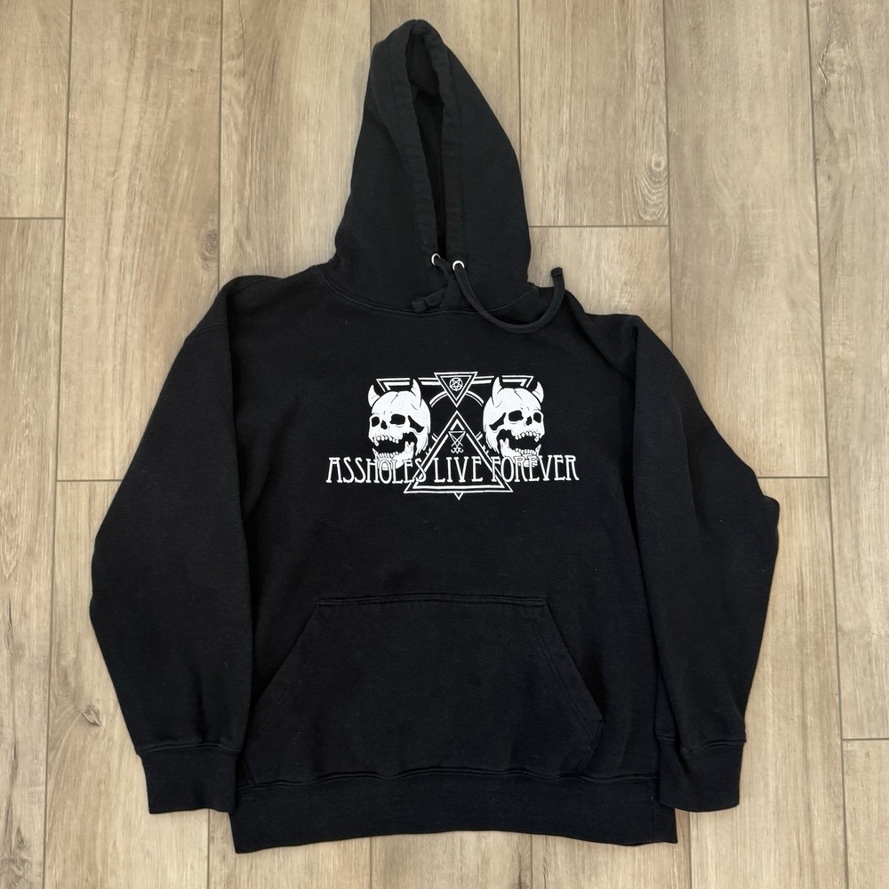 Live Forever Black Pullover Hoodie Adult Large Skater Grunge Goth Emo